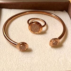 PANDORA rose gold bracelet and ring set